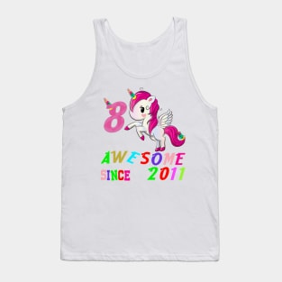 8 Years Old 8th Birthday Unicorn Dabbing Shirt Girl Party T-Shirt Tank Top